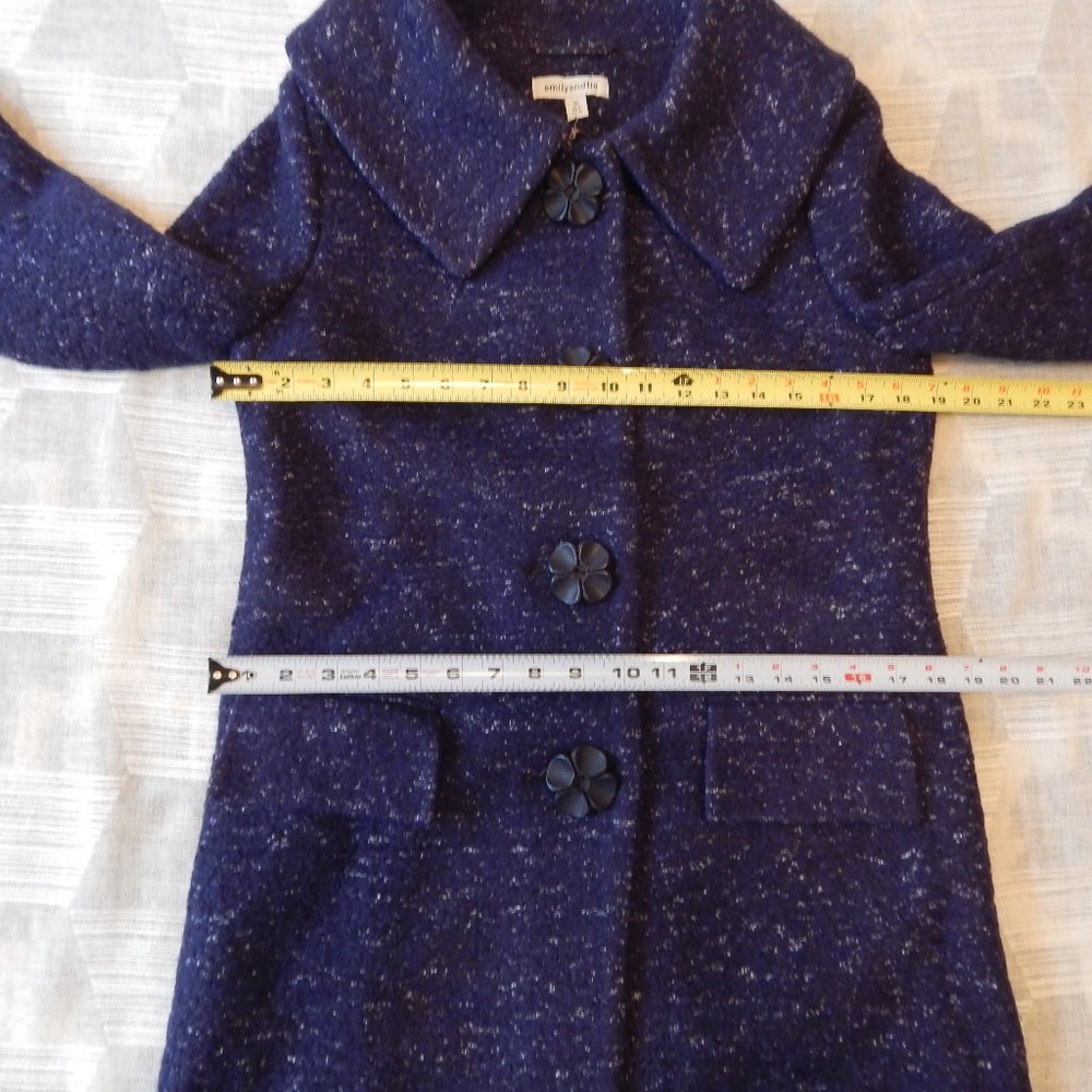 Emily and Fin Vivian Car Coat Boucle Navy XS NWT - Picture 11 of 13